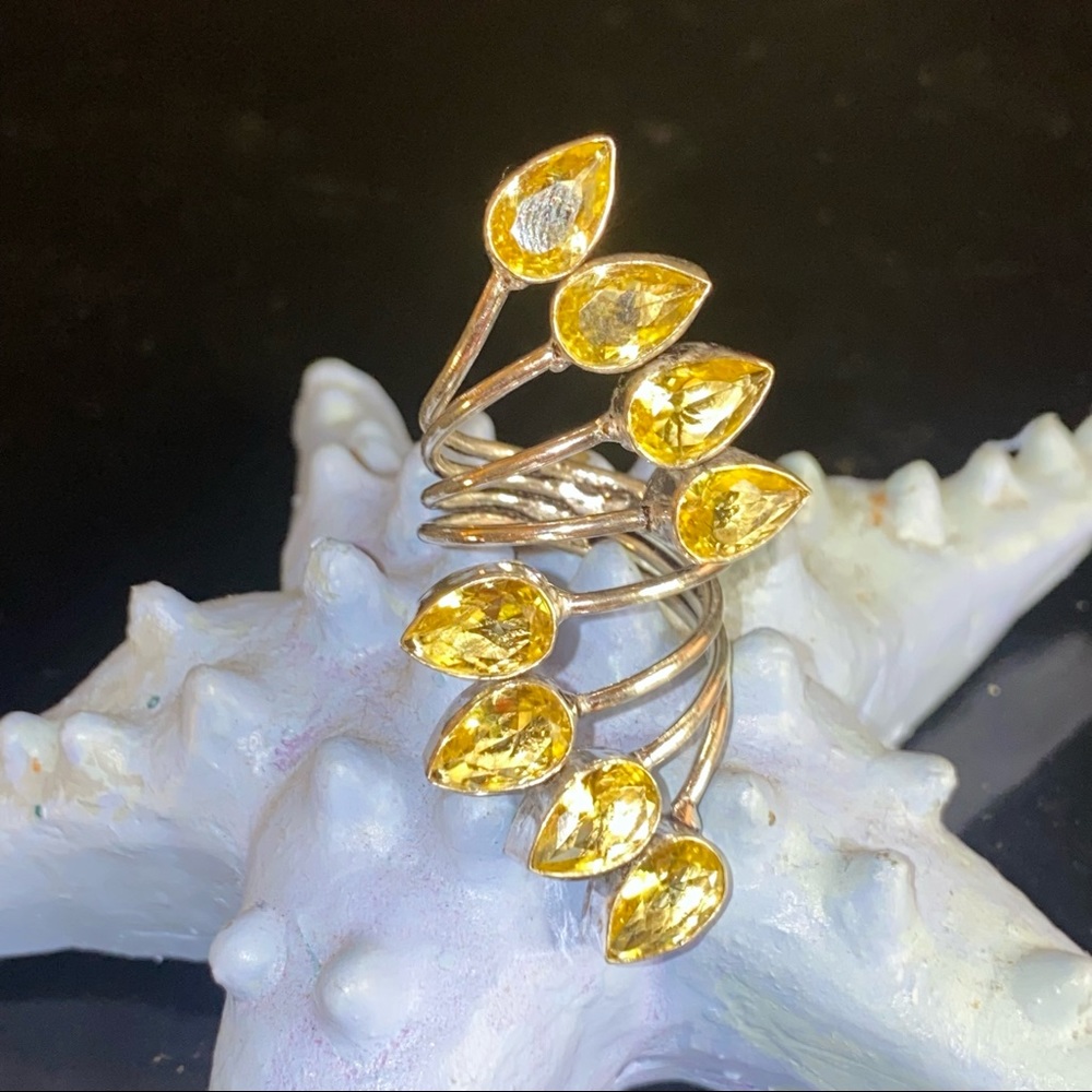Lemon Citrine multi-gem handcrafted adjustable ring